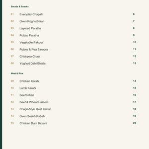 Actual PDF page 3 from A Taste of Pakistan: Contents, page 1.