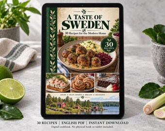 Sweden Cookbook PDF - 30 Recipes, English Digital Download