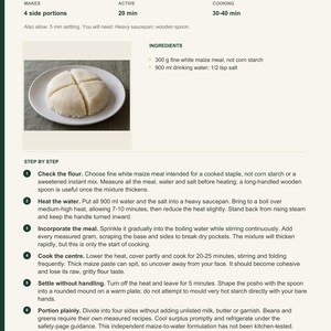 Actual PDF page 6 from A Taste of Uganda: Firm Maize Posho recipe page.