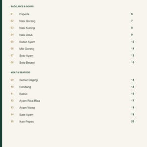 Actual PDF page 3 from A Taste of Indonesia: Contents, page 1.