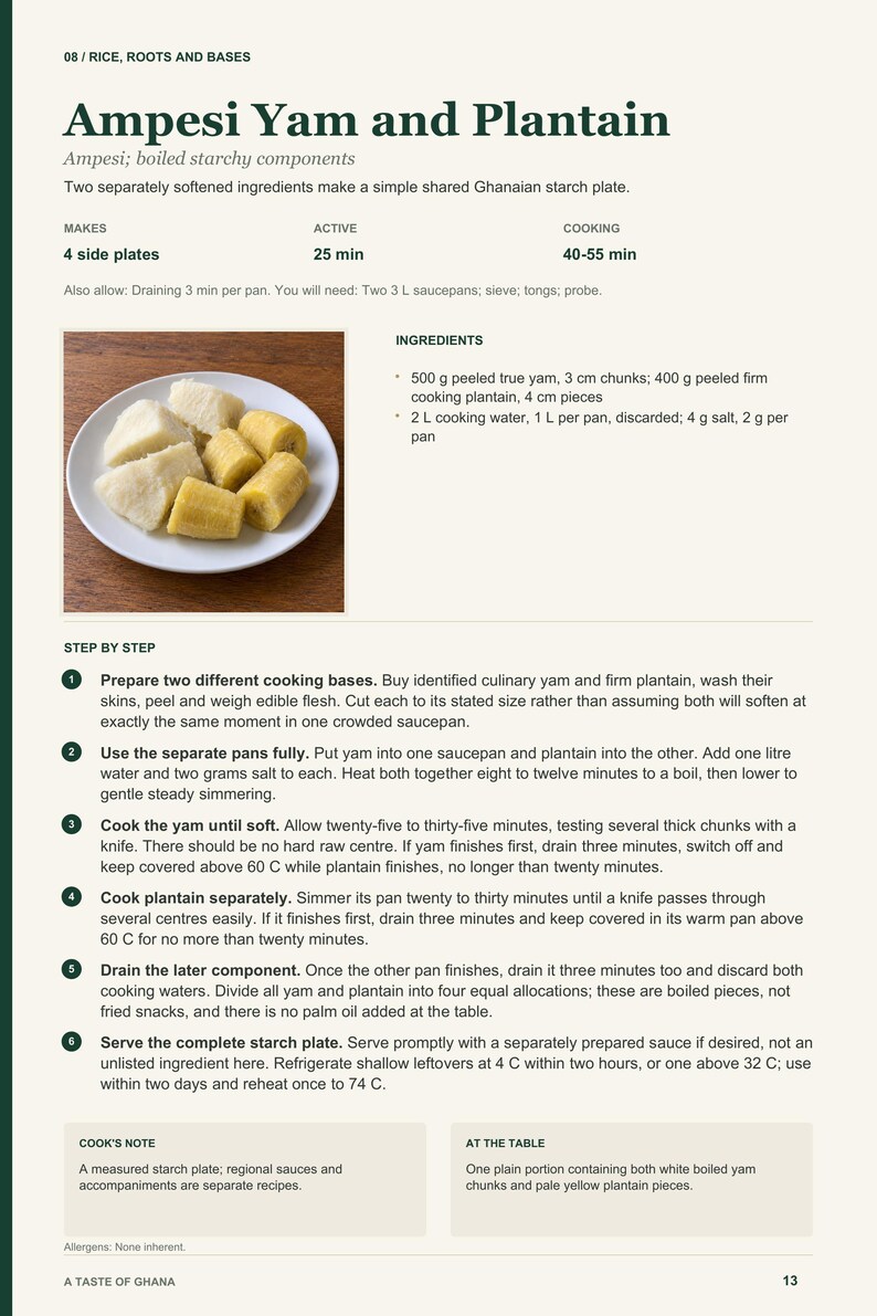 Actual PDF page 13 from A Taste of Ghana: Ampesi Yam and Plantain recipe page.