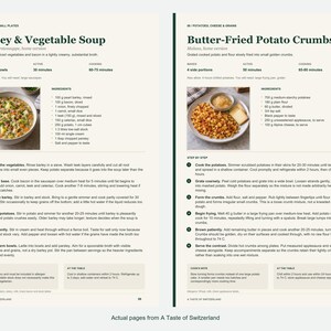 Two actual recipe pages from A Taste of Switzerland.