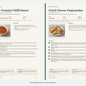 Two actual recipe pages from A Taste of Ecuador.