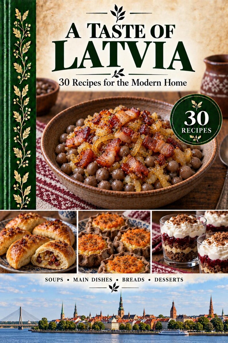 Actual cover of the A Taste of Latvia PDF cookbook.