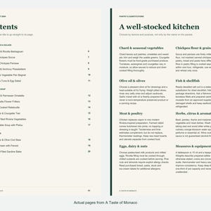 Actual contents and kitchen-notes pages from A Taste of Monaco.