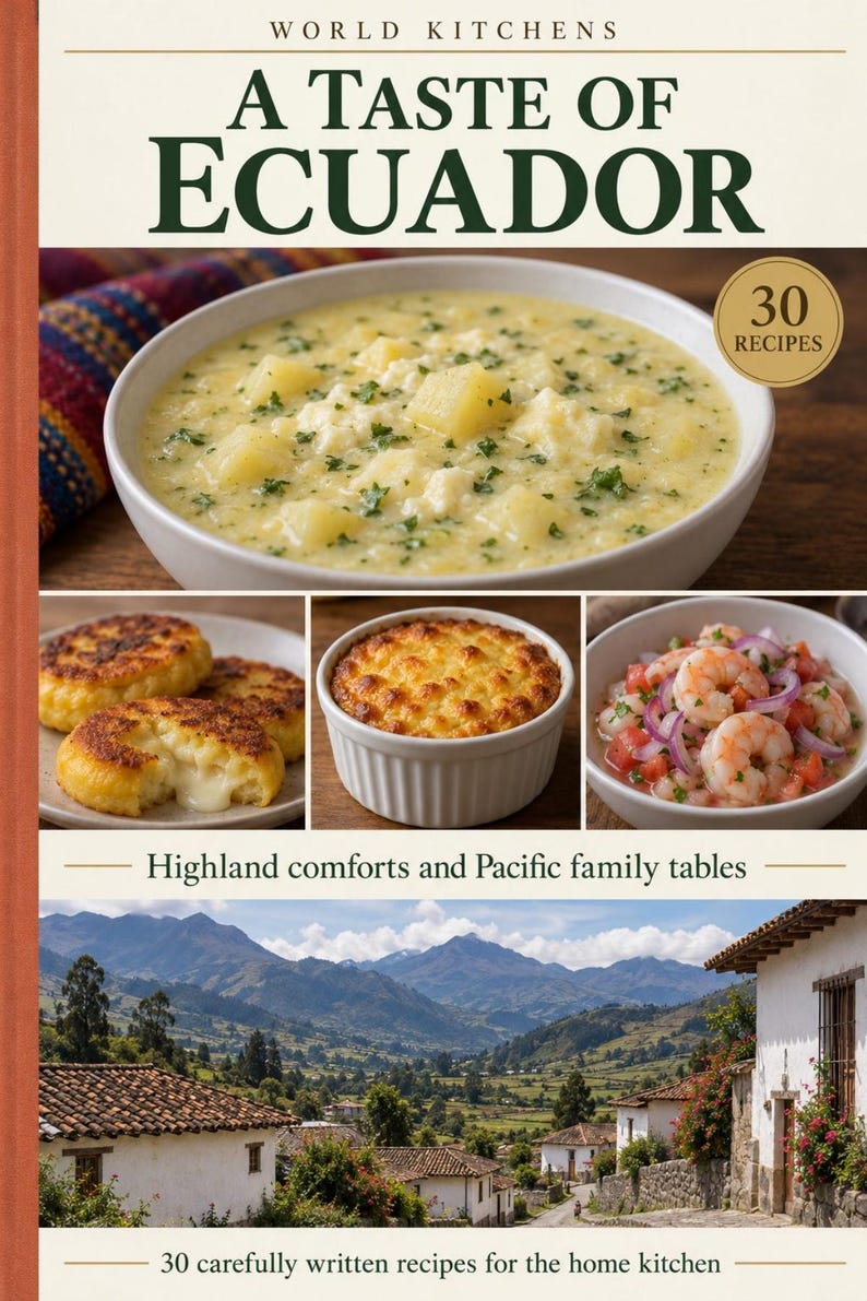 Actual cover of the A Taste of Ecuador PDF cookbook.