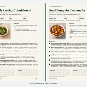Two actual recipe pages from A Taste of Argentina.