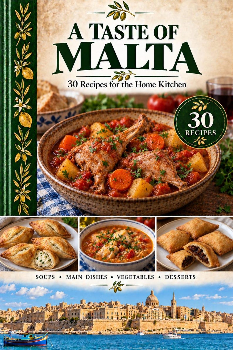 Actual cover of the A Taste of Malta PDF cookbook.