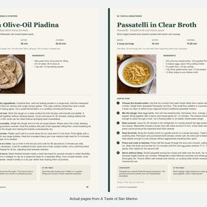 Two actual recipe pages from A Taste of San Marino.