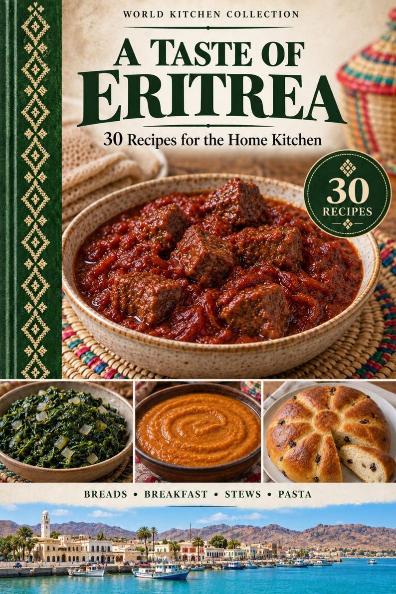 Actual cover of the A Taste of Eritrea PDF cookbook.