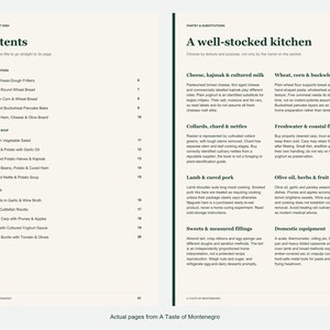 Actual contents and kitchen-notes pages from A Taste of Montenegro.