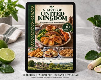 United Kingdom Cookbook PDF - 30 Recipes, English Digital Download