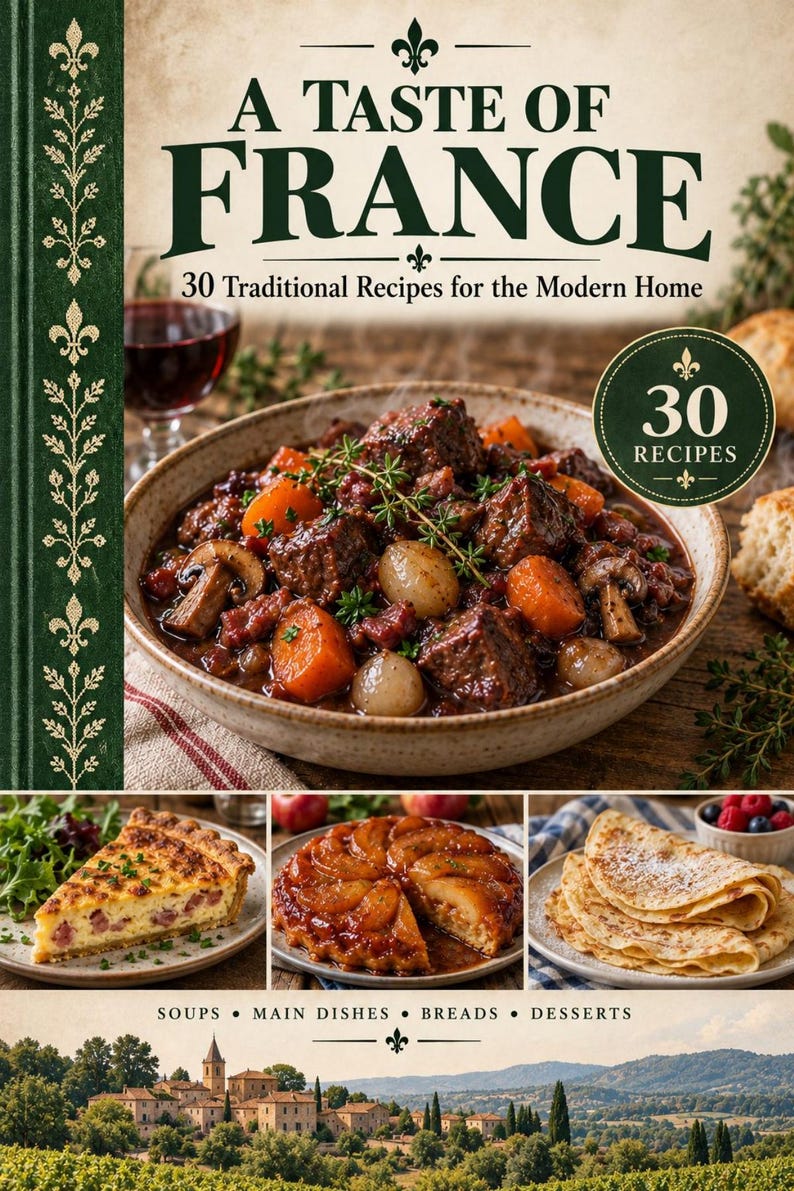Actual cover of the A Taste of France PDF cookbook.