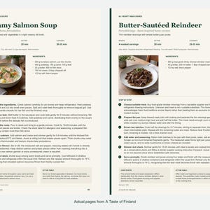 Two actual recipe pages from A Taste of Finland.