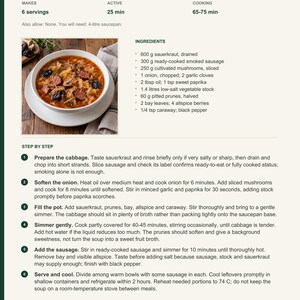 Actual PDF page 6 from A Taste of Slovakia: Sauerkraut & Sausage Soup recipe page.