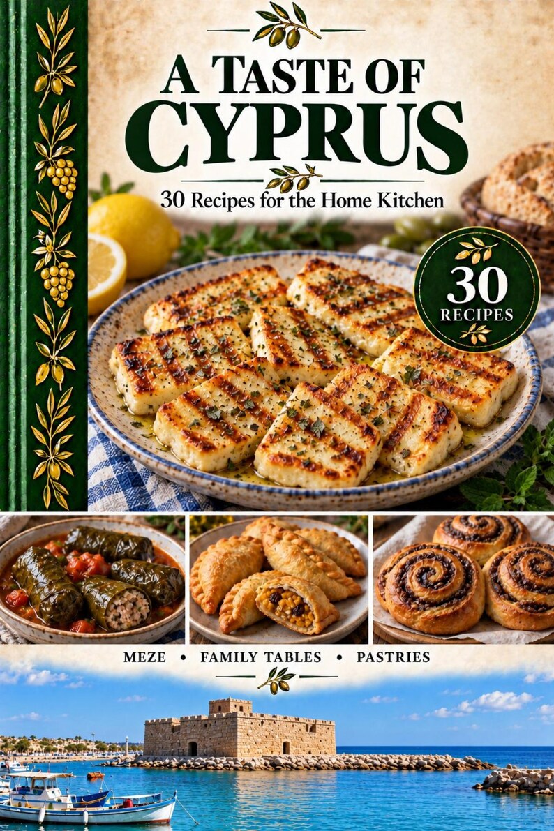 Actual cover of the A Taste of Cyprus PDF cookbook.