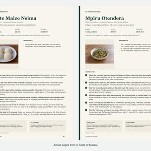 Two actual recipe pages from A Taste of Malawi.