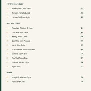 Actual PDF page 4 from A Taste of Ethiopia: Contents, page 2.