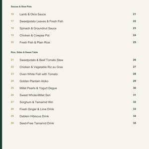 Actual PDF page 4 from A Taste of Mali: Contents, page 2.