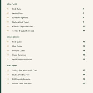 Actual PDF page 3 from A Taste of Azerbaijan: Contents, page 1.