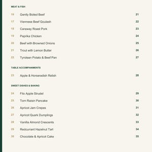 Actual PDF page 4 from A Taste of Austria: Contents, page 2.
