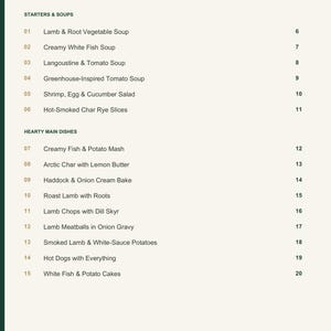 Actual PDF page 3 from A Taste of Iceland: Contents, page 1.