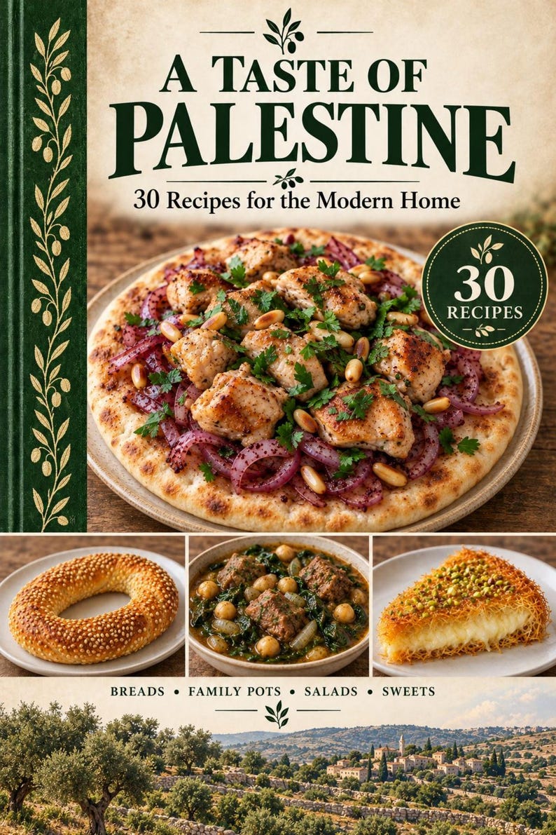 Actual cover of the A Taste of Palestine PDF cookbook.