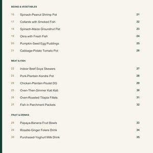 Actual PDF page 4 from A Taste of Cameroon: Contents, page 2.
