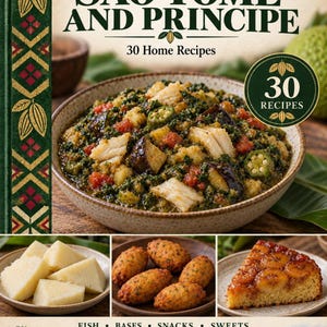 Actual cover of the A Taste of Sao Tome and Principe PDF cookbook.