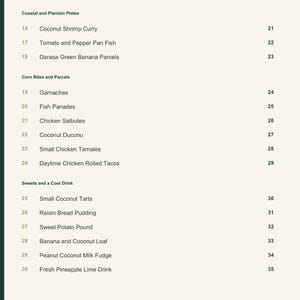 Actual PDF page 4 from A Taste of Belize: Contents, page 2.
