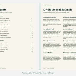 Actual contents and kitchen-notes pages from A Taste of Sao Tome and Principe.