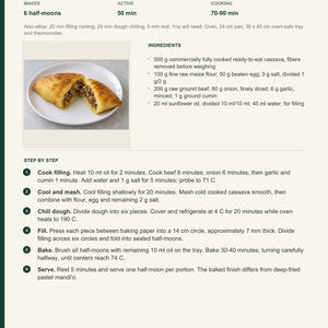 Actual PDF page 13 from A Taste of Paraguay: Baked Cassava and Beef Half-Moons recipe page.