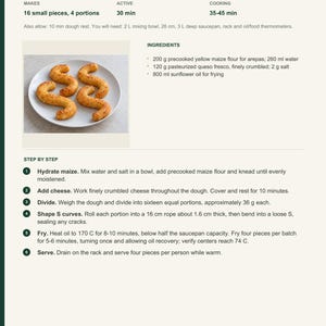 Actual PDF page 13 from A Taste of Panama: S-Shaped Maize and Cheese Almojabanos recipe page.