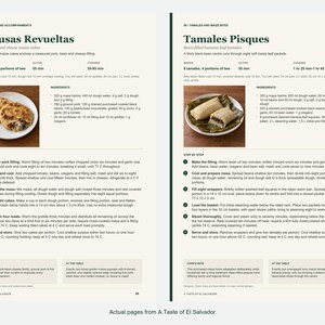 Two actual recipe pages from A Taste of El Salvador.