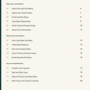 Actual PDF page 3 from A Taste of Nicaragua: Contents, page 1.
