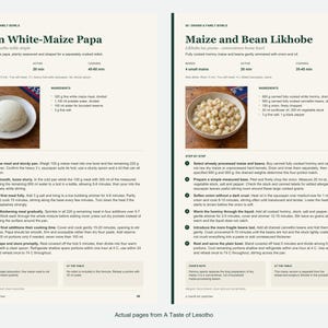 Two actual recipe pages from A Taste of Lesotho.