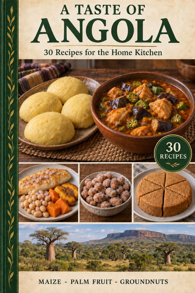 Actual cover of the A Taste of Angola PDF cookbook.