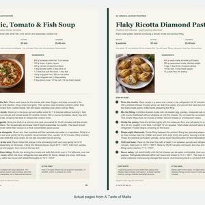 Two actual recipe pages from A Taste of Malta.