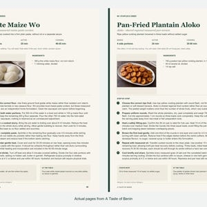Two actual recipe pages from A Taste of Benin.