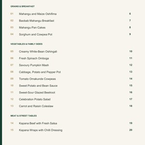 Actual PDF page 3 from A Taste of Namibia: Contents, page 1.