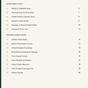 Actual PDF page 3 from A Taste of Switzerland: Contents, page 1.