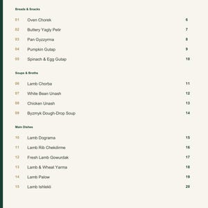 Actual PDF page 3 from A Taste of Turkmenistan: Contents, page 1.