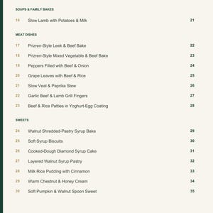Actual PDF page 4 from A Taste of Kosovo: Contents, page 2.