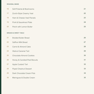 Actual PDF page 4 from A Taste of Switzerland: Contents, page 2.