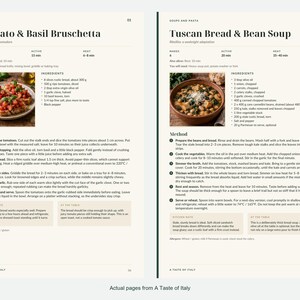 Two actual recipe pages from A Taste of Italy.