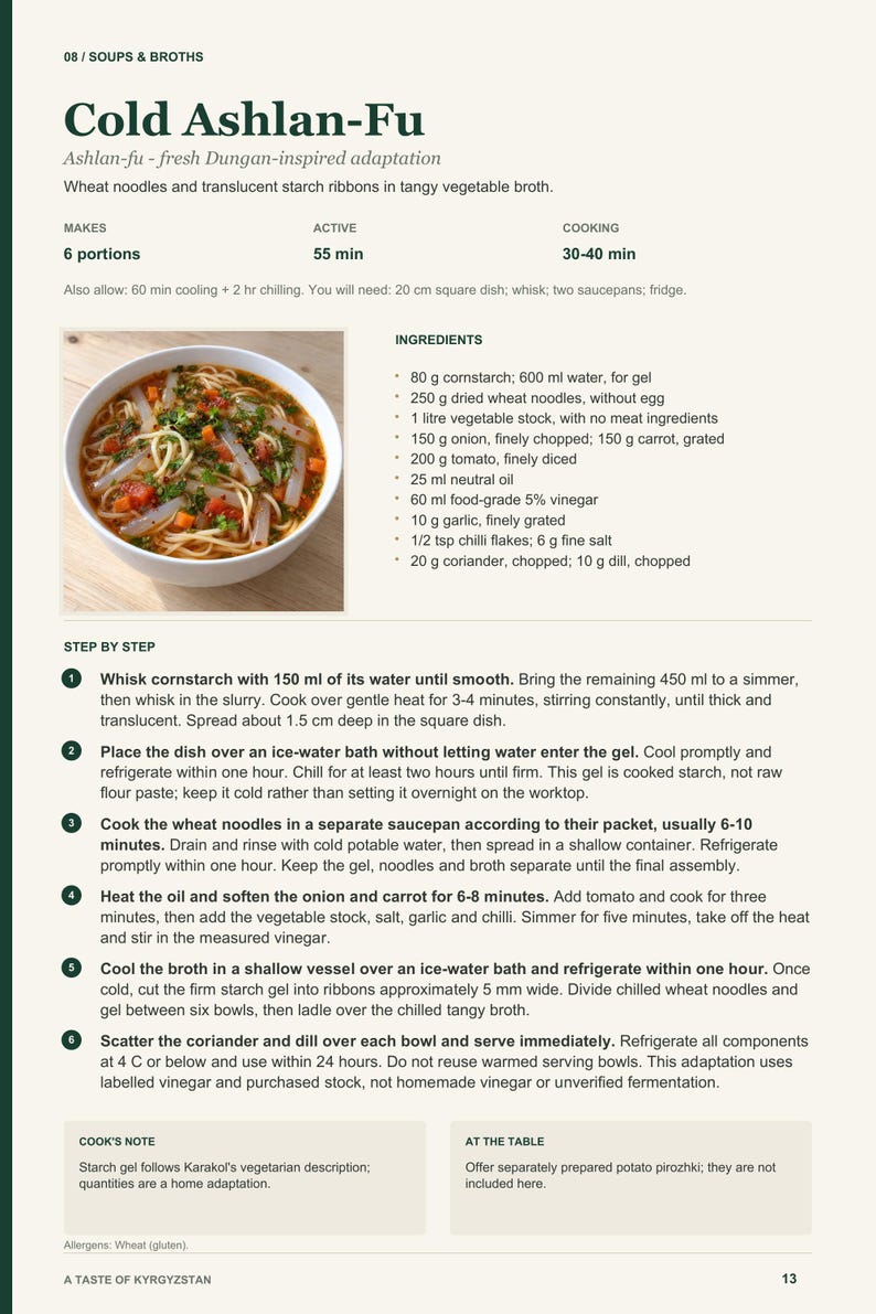 Actual PDF page 13 from A Taste of Kyrgyzstan: Cold Ashlan-Fu recipe page.