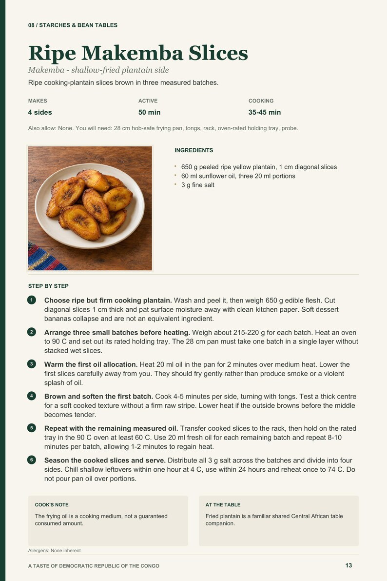 Actual PDF page 13 from A Taste of Democratic Republic of the Congo: Ripe Makemba Slices recipe page.