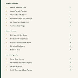 Actual PDF page 3 from A Taste of Haiti: Contents, page 1.