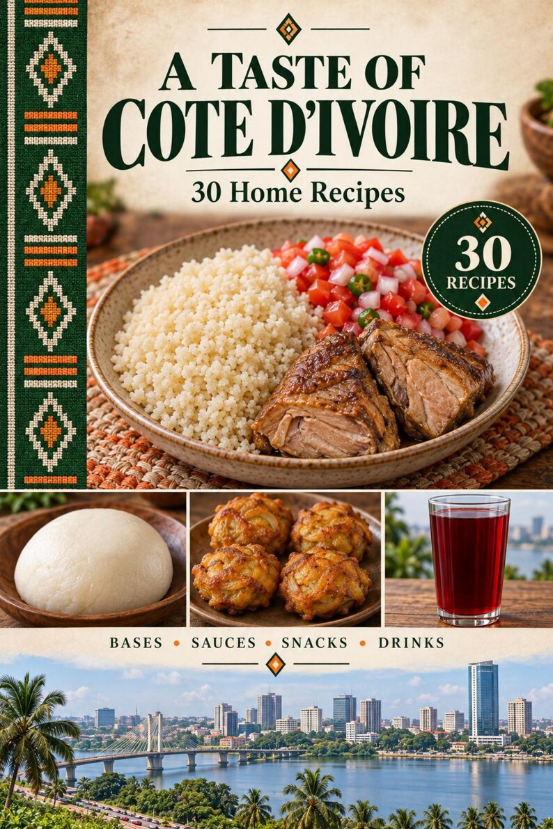 Actual cover of the A Taste of Cote d'Ivoire PDF cookbook.