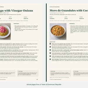 Two actual recipe pages from A Taste of Dominican Republic.